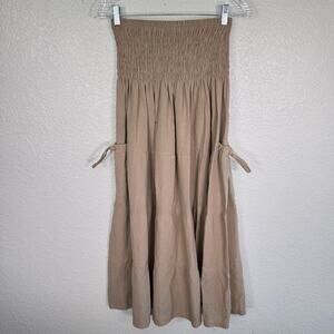 Thaluta Skirt Womens Smocked Waist Boho Pockets Fairy Festival Lagenlook Cotton